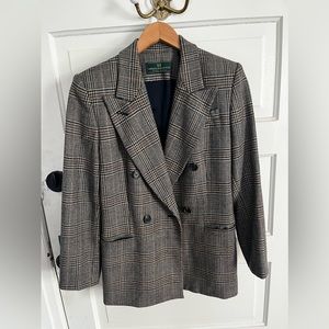 Vintage 100% Pure New Wool Plaid Blazer Embassy Row Petites